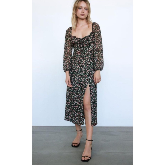 Zara midi floral print dress - Picture 3 of 5